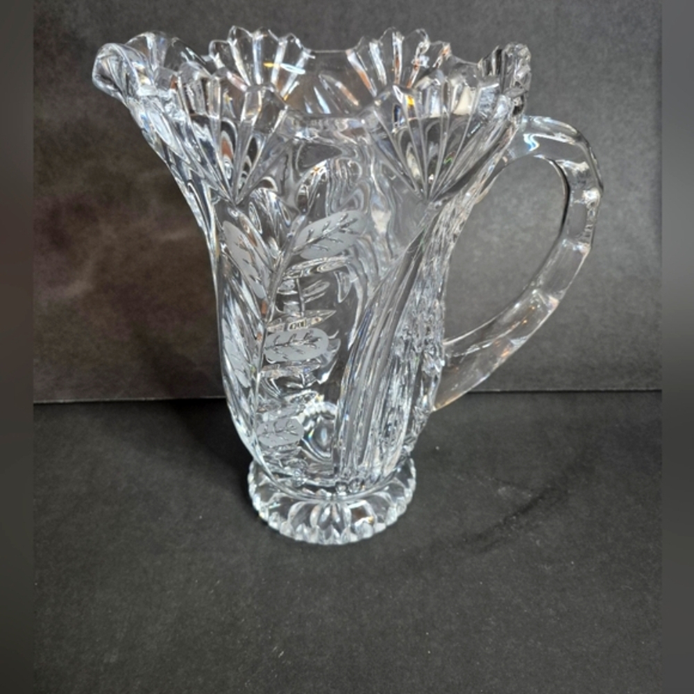 Elegant Vintage Clear Crystal Drink Pitcher